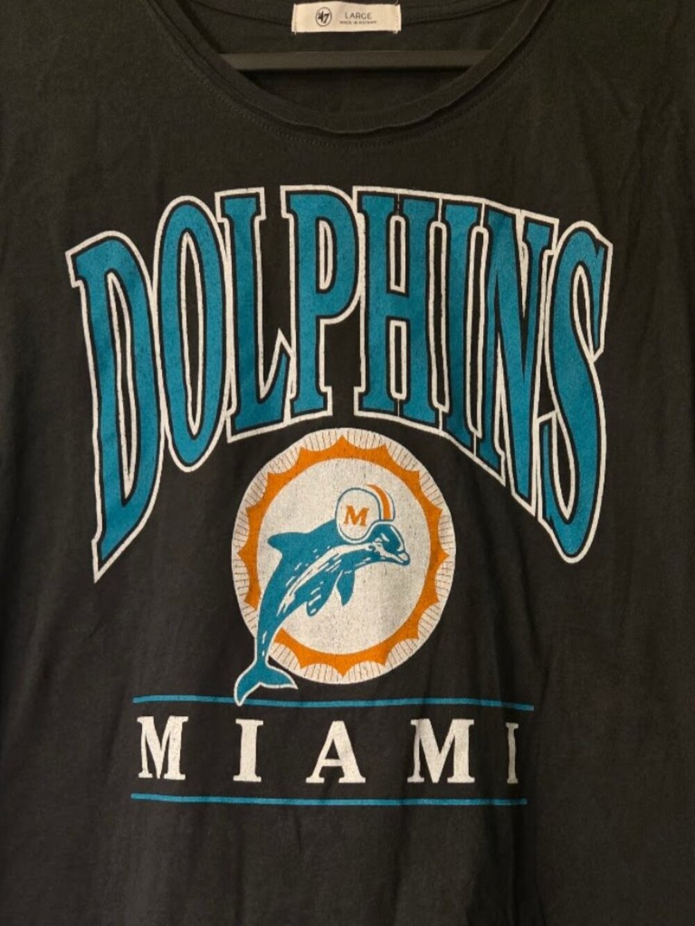 Brand 47’ Women’s Miami Dolphins Historic Flint Black Shirt Size L